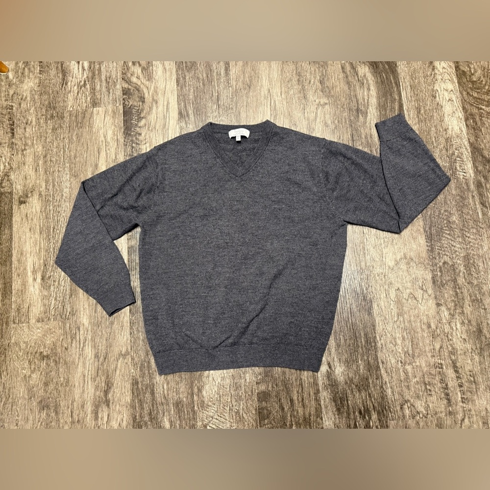 Turnbury MERINO Gray WOOL Sweater V Neck